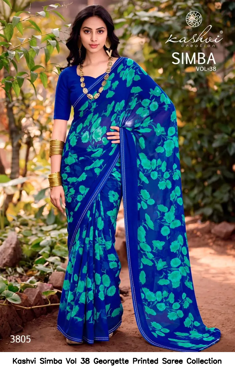 Kashvi Simba Vol 38 Georgette Printed Saree Collection - Image 5