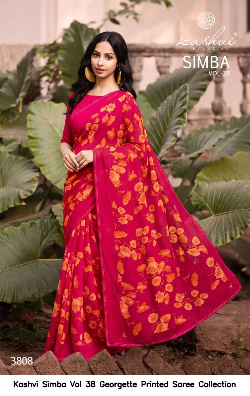 Kashvi Simba Vol 38 Georgette Printed Saree Collection - Image 6