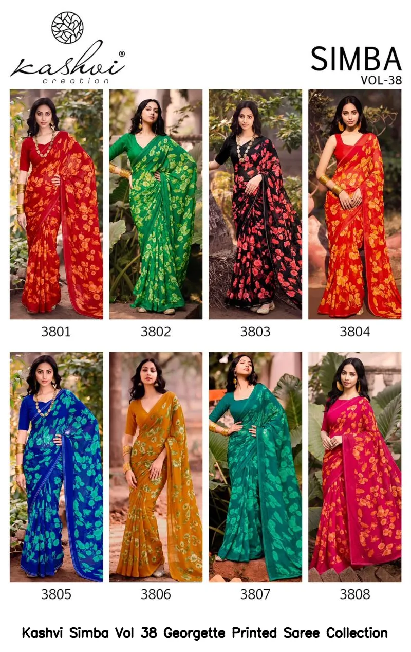 Kashvi Simba Vol 38 Georgette Printed Saree Collection - Image 7
