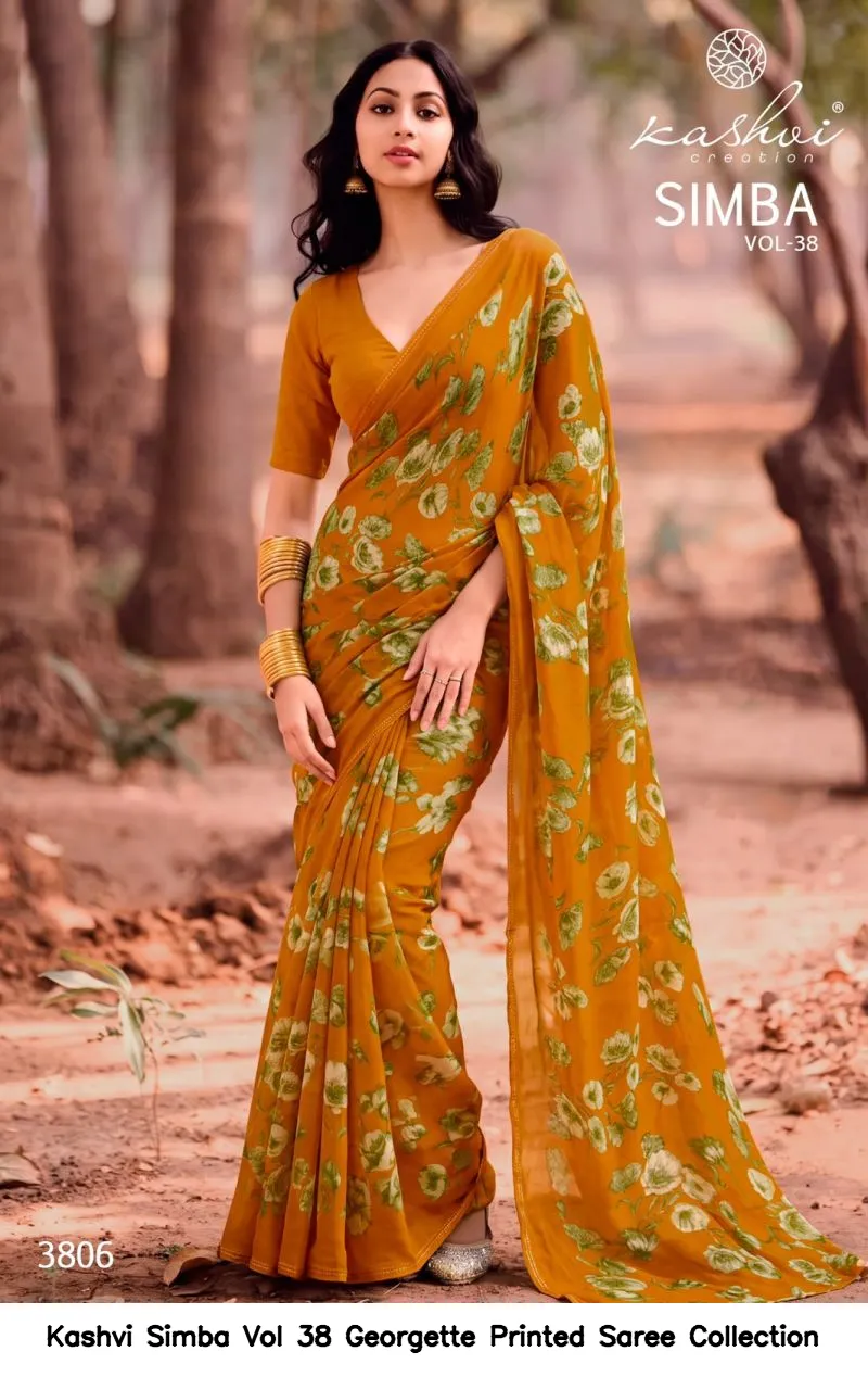 Kashvi Simba Vol 38 Georgette Printed Saree Collection - Image 8