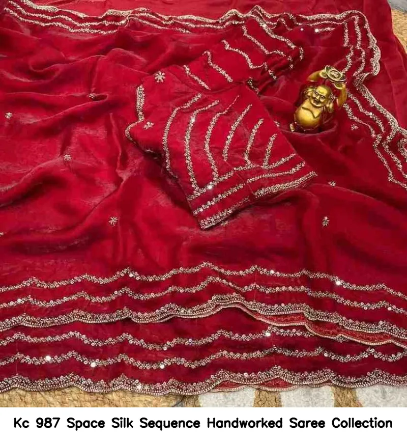 Kc 987 Space Silk Sequence Handworked Saree Collection
