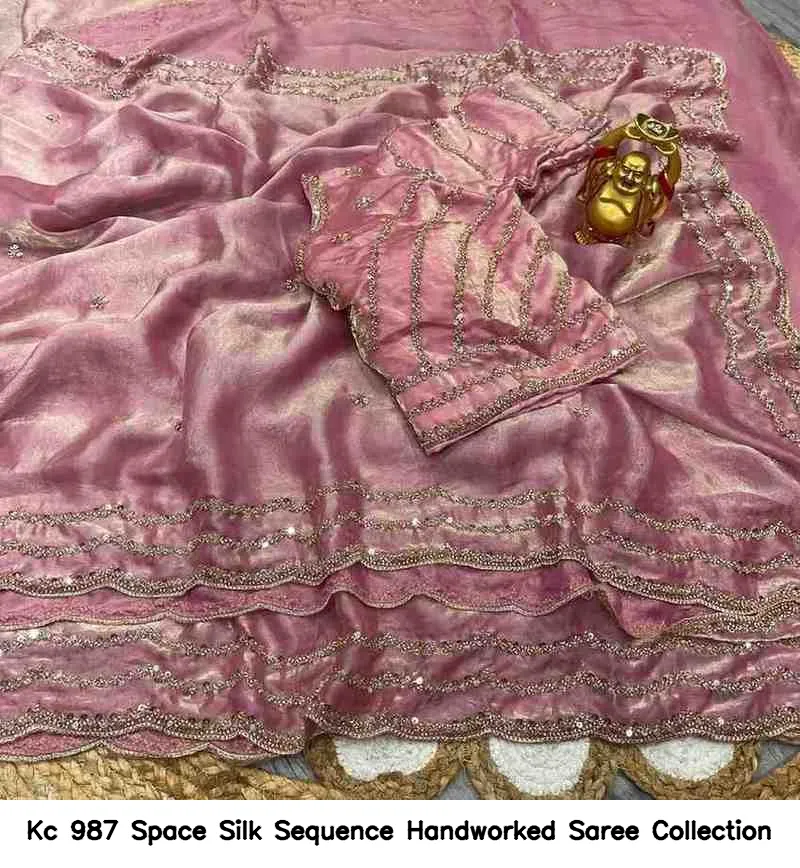 Kc 987 Space Silk Sequence Handworked Saree Collection - Image 10
