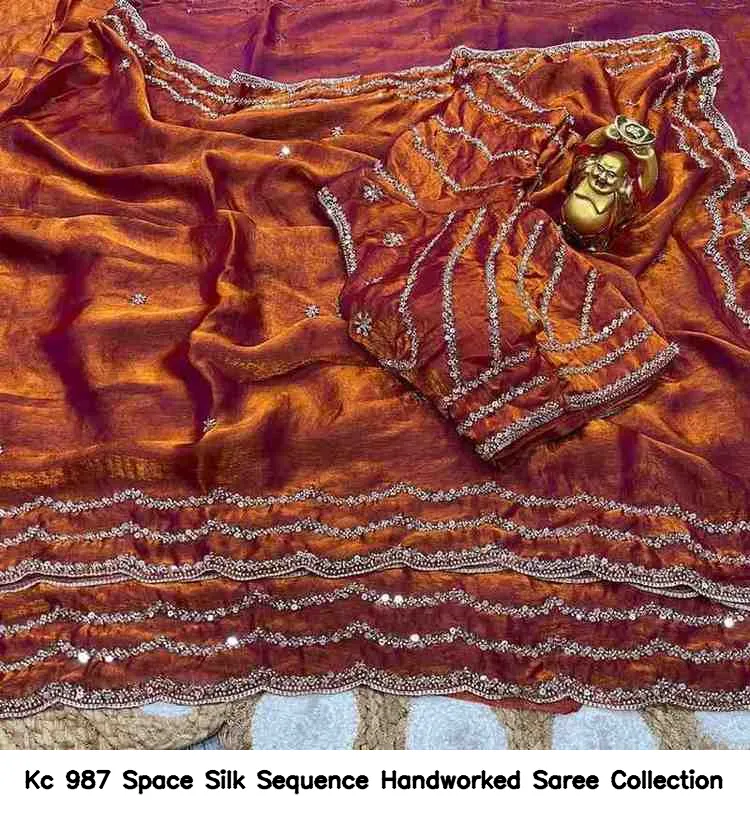 Kc 987 Space Silk Sequence Handworked Saree Collection - Image 12