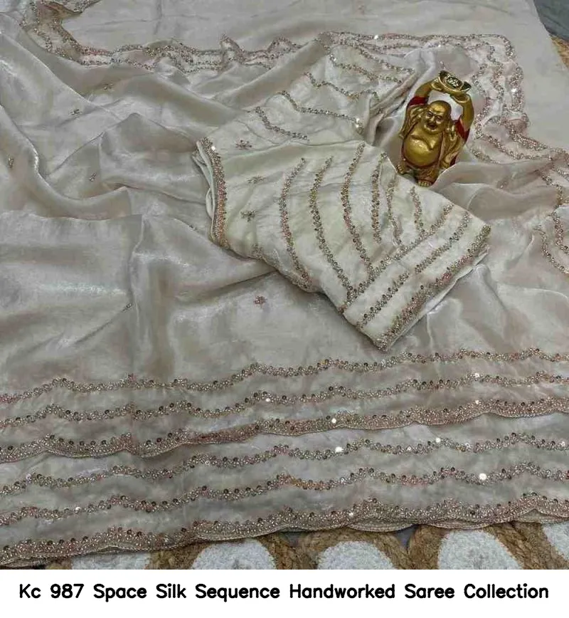 Kc 987 Space Silk Sequence Handworked Saree Collection - Image 13