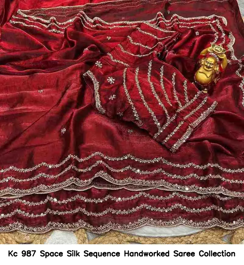Kc 987 Space Silk Sequence Handworked Saree Collection - Image 15