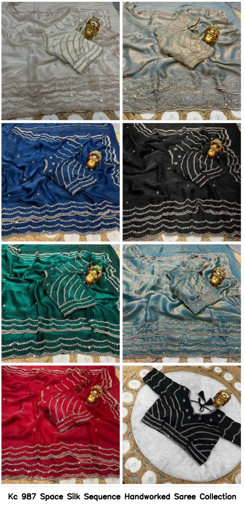 Kc 987 Space Silk Sequence Handworked Saree Collection - Image 16