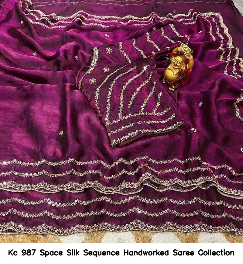 Kc 987 Space Silk Sequence Handworked Saree Collection - Image 2