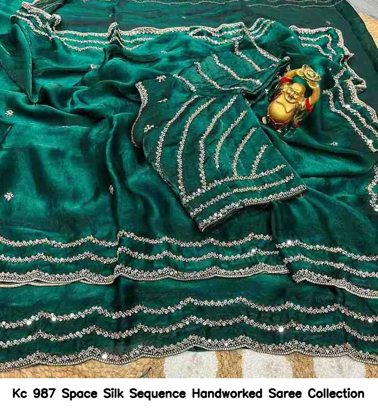 Kc 987 Space Silk Sequence Handworked Saree Collection - Image 3