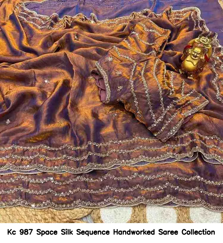 Kc 987 Space Silk Sequence Handworked Saree Collection - Image 4