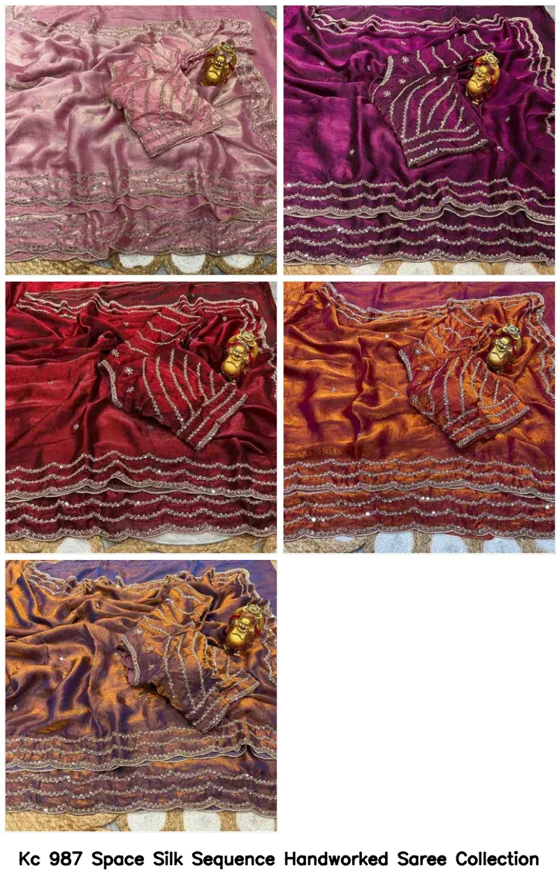 Kc 987 Space Silk Sequence Handworked Saree Collection - Image 5
