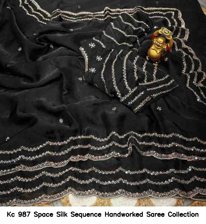 Kc 987 Space Silk Sequence Handworked Saree Collection - Image 6