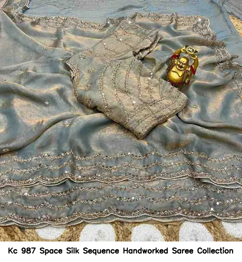 Kc 987 Space Silk Sequence Handworked Saree Collection - Image 7