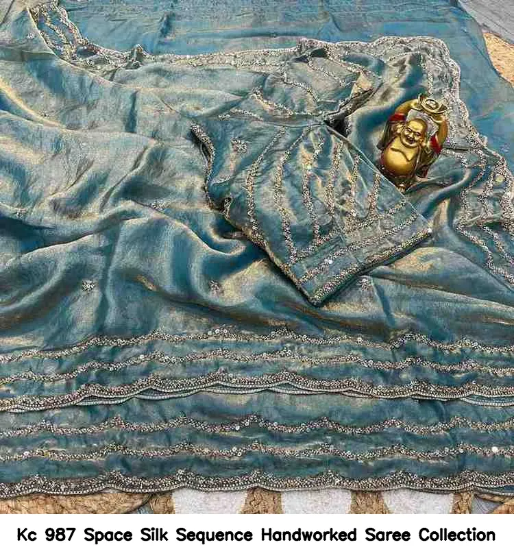 Kc 987 Space Silk Sequence Handworked Saree Collection - Image 9
