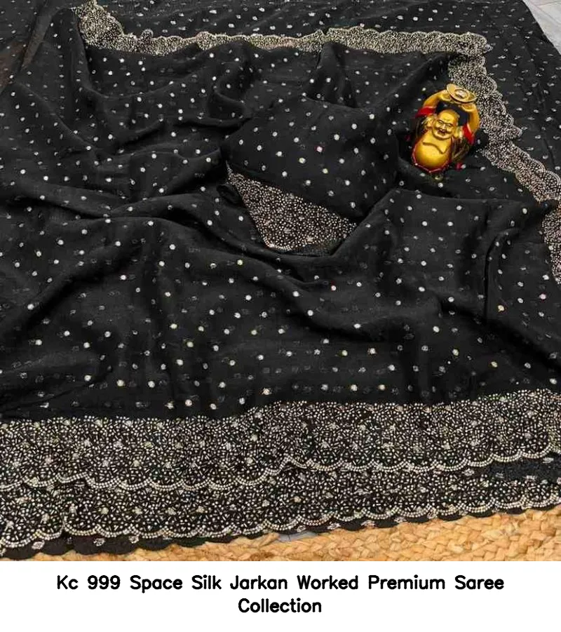 Kc 999 Space Silk Jarkan Worked Premium Saree Collection - Image 11