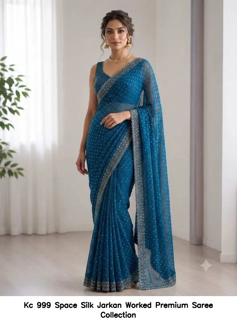 Kc 999 Space Silk Jarkan Worked Premium Saree Collection - Image 13