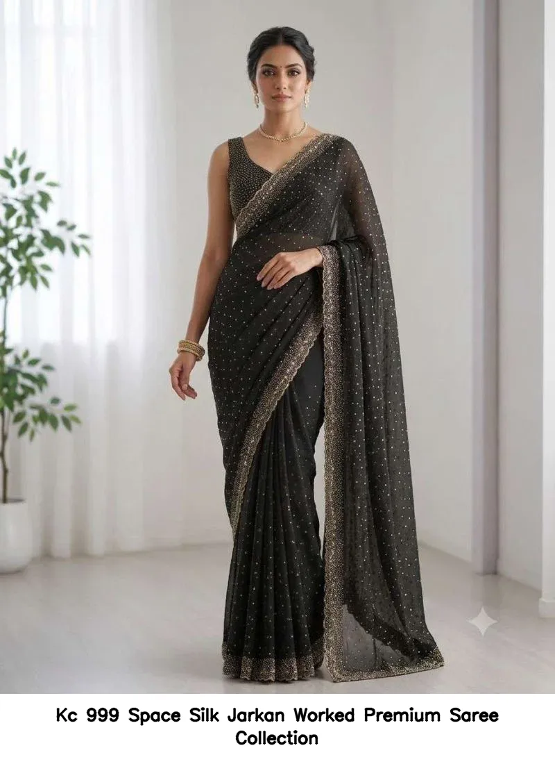 Kc 999 Space Silk Jarkan Worked Premium Saree Collection - Image 14