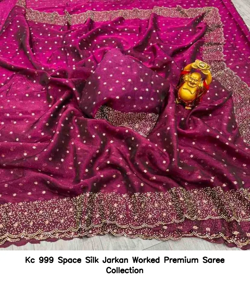 Kc 999 Space Silk Jarkan Worked Premium Saree Collection - Image 15
