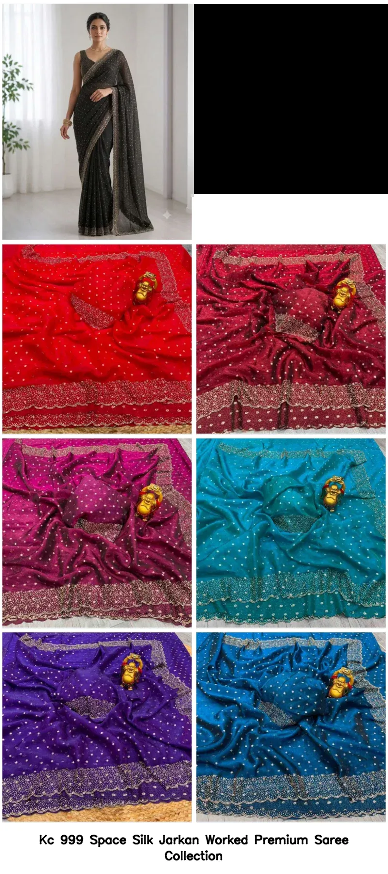 Kc 999 Space Silk Jarkan Worked Premium Saree Collection - Image 16