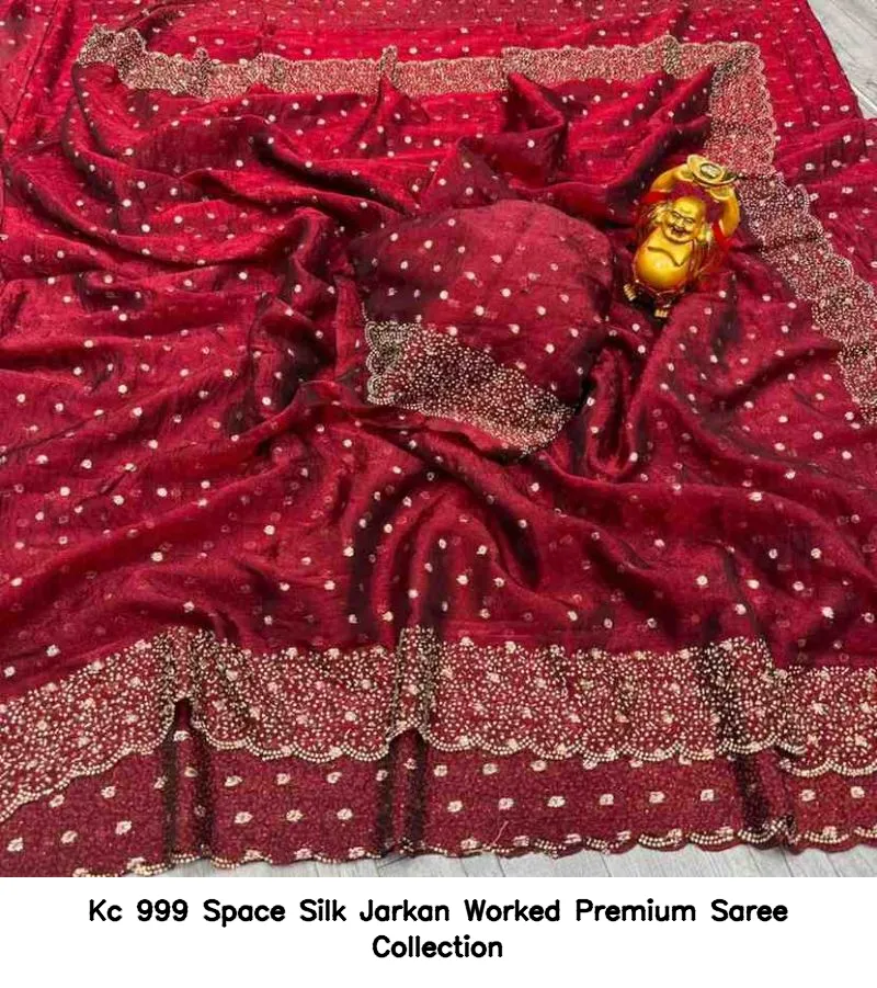 Kc 999 Space Silk Jarkan Worked Premium Saree Collection - Image 2