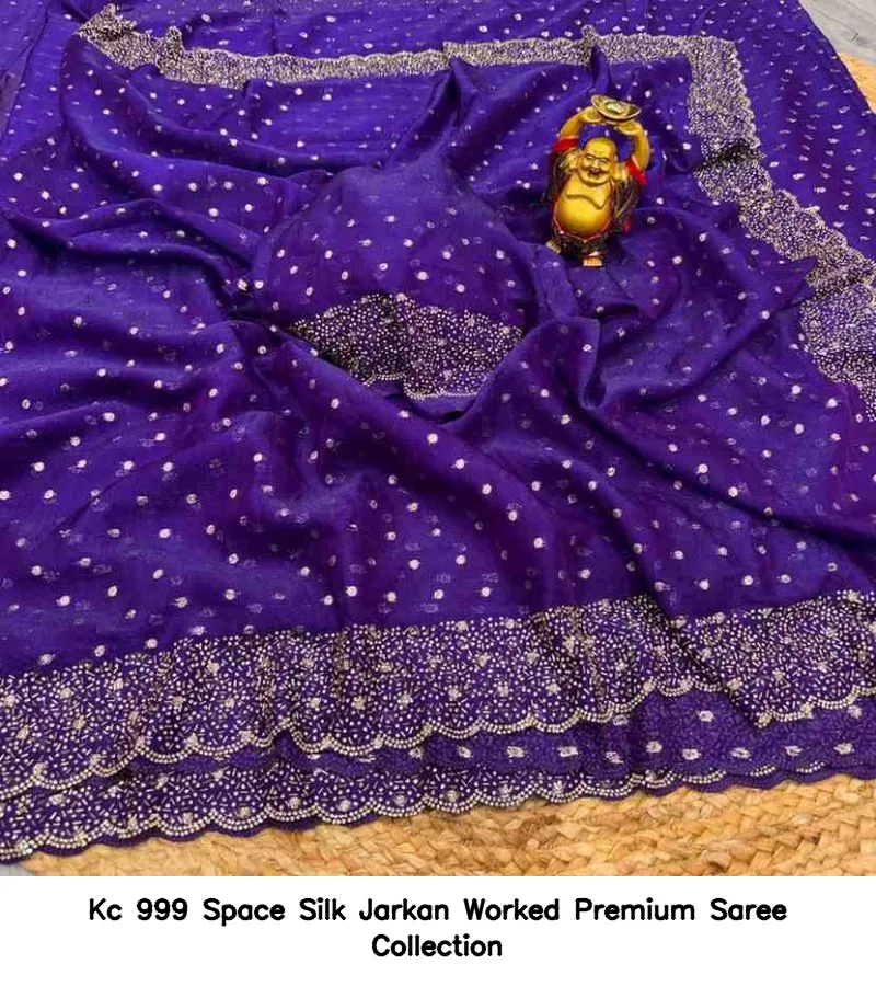Kc 999 Space Silk Jarkan Worked Premium Saree Collection - Image 4