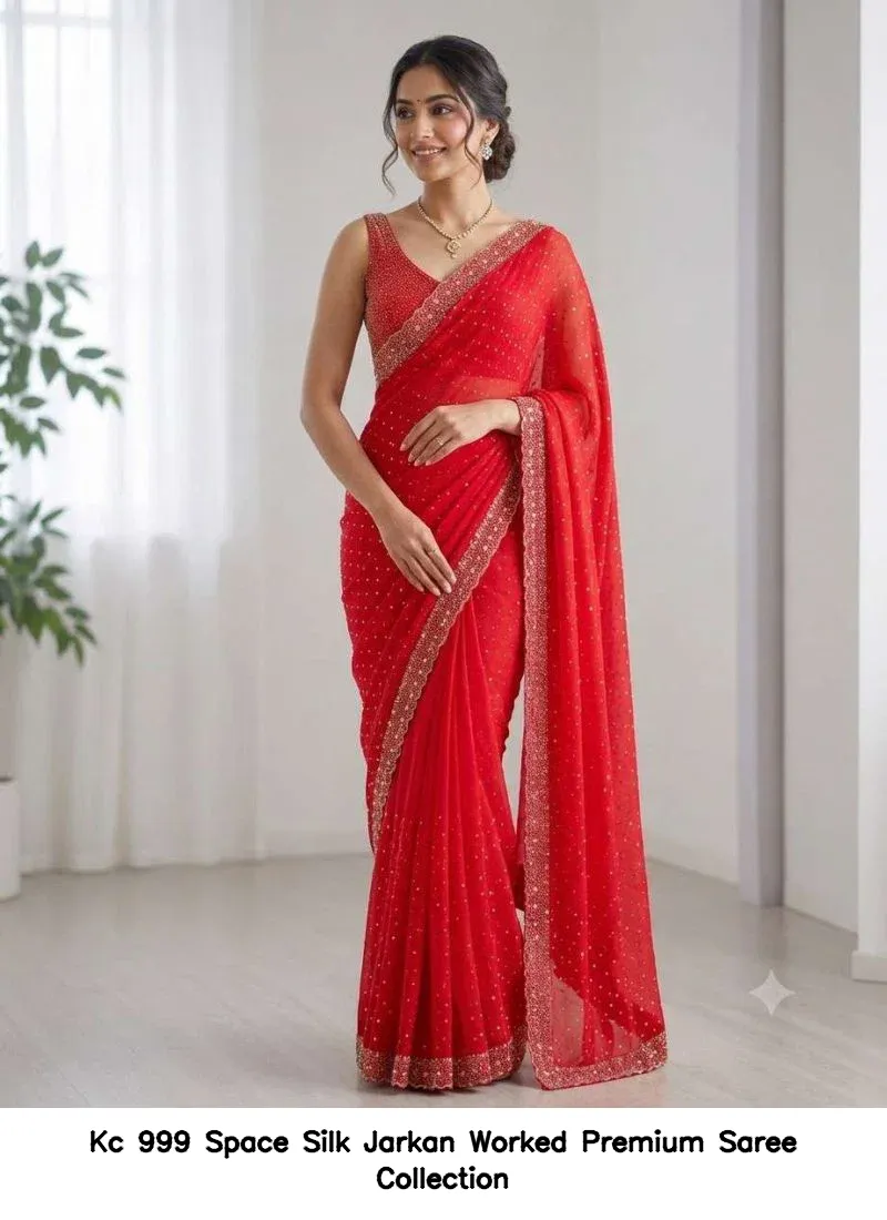Kc 999 Space Silk Jarkan Worked Premium Saree Collection - Image 8