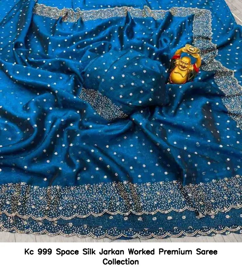Kc 999 Space Silk Jarkan Worked Premium Saree Collection - Image 9