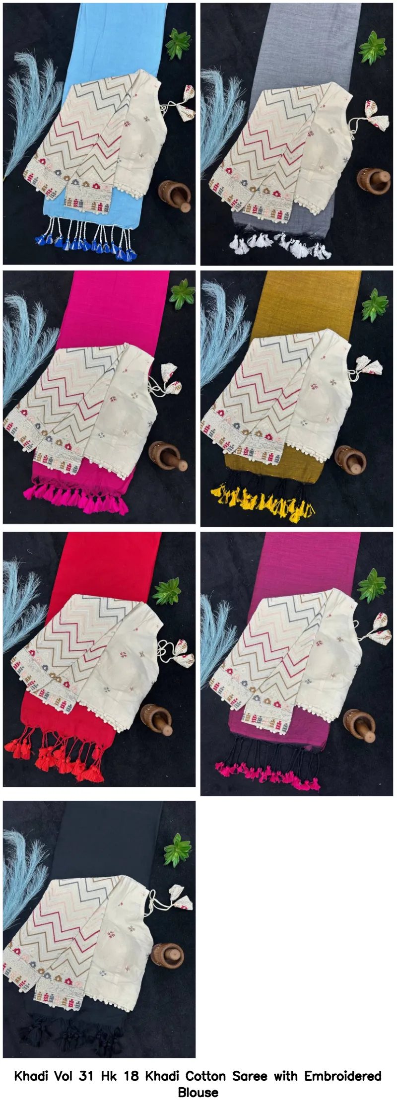 Khadi Vol 31 Hk 18 Khadi Cotton Saree with Embroidered Blouse - Image 9