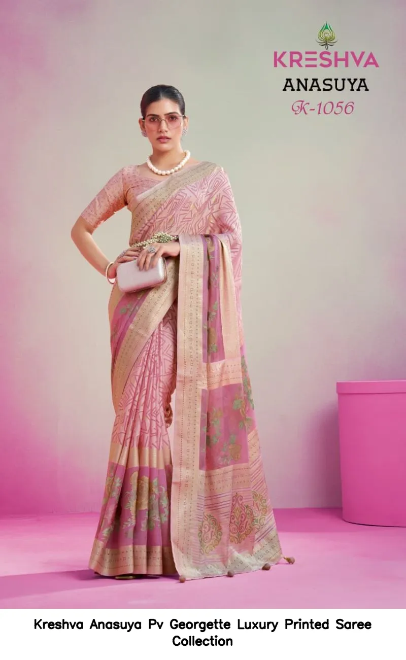Kreshva Anasuya Pv Georgette Luxury Printed Saree Collection - Image 2