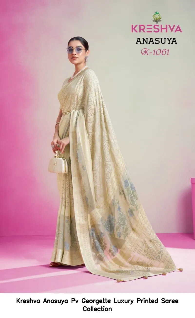 Kreshva Anasuya Pv Georgette Luxury Printed Saree Collection - Image 3