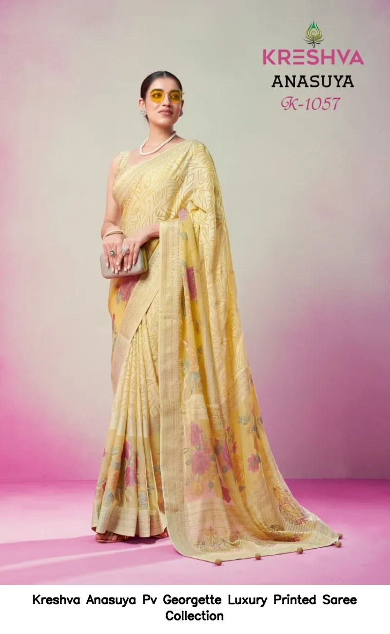 Kreshva Anasuya Pv Georgette Luxury Printed Saree Collection - Image 4