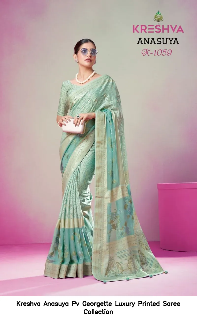 Kreshva Anasuya Pv Georgette Luxury Printed Saree Collection - Image 5