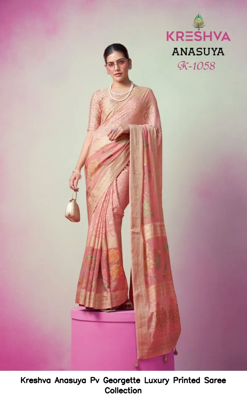 Kreshva Anasuya Pv Georgette Luxury Printed Saree Collection - Image 7