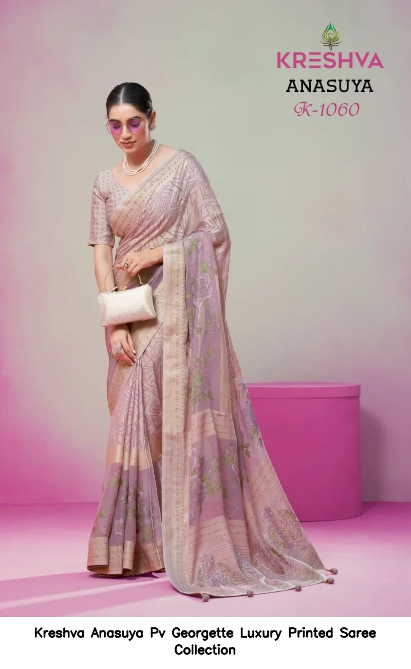 Kreshva Anasuya Pv Georgette Luxury Printed Saree Collection - Image 8