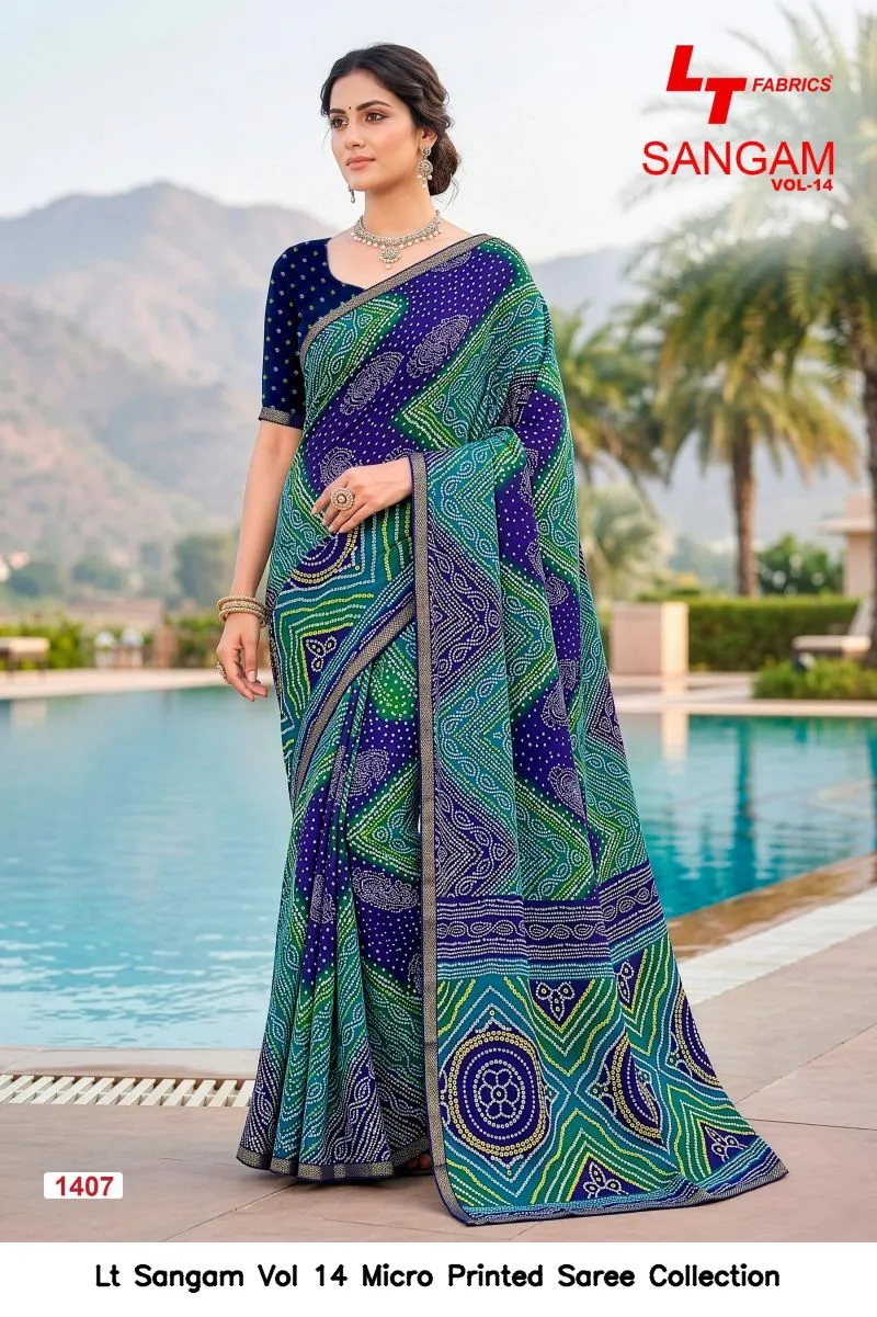 Lt Sangam Vol 14 Micro Printed Saree Collection - Image 2