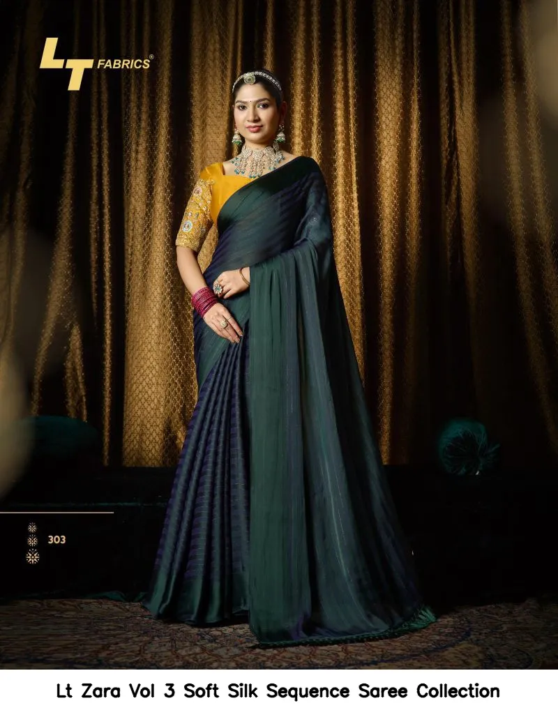 Lt Zara Vol 3 Soft Silk Sequence Saree Collection - Image 10