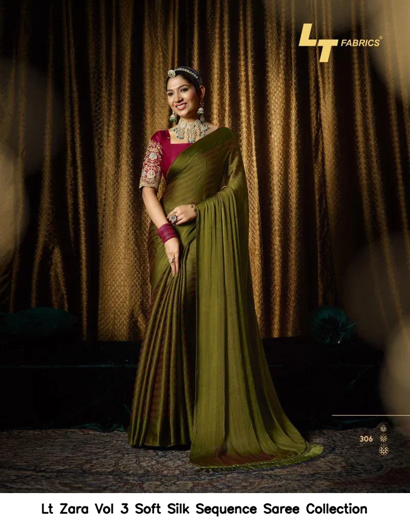 Lt Zara Vol 3 Soft Silk Sequence Saree Collection - Image 12