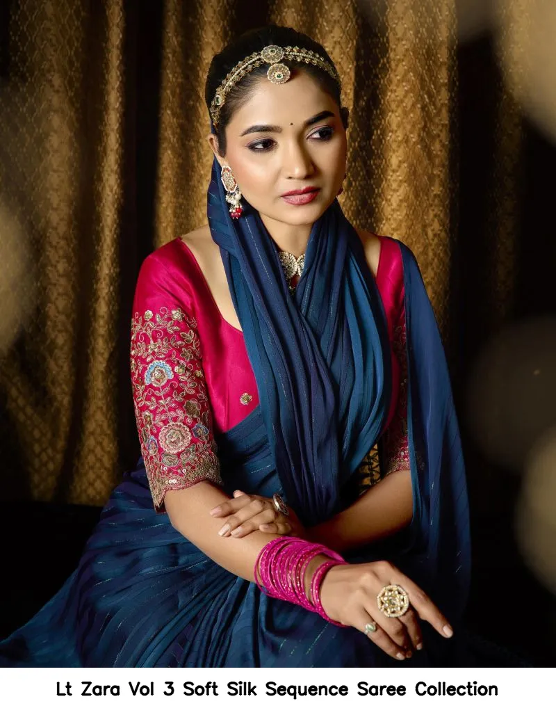 Lt Zara Vol 3 Soft Silk Sequence Saree Collection - Image 13
