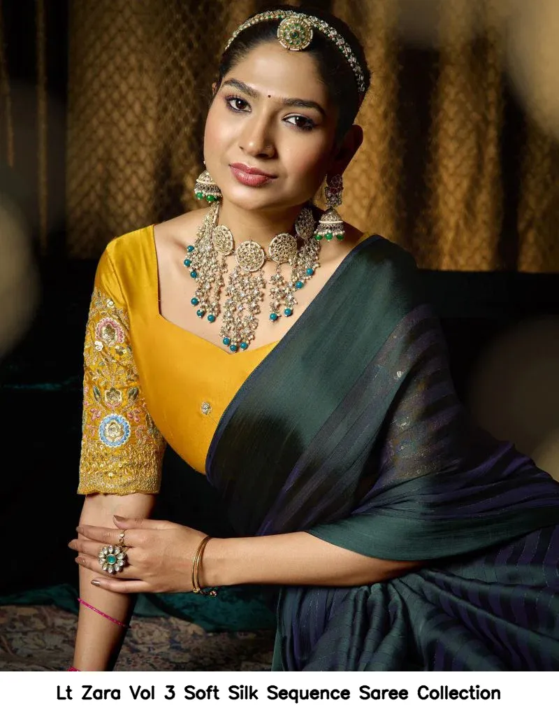 Lt Zara Vol 3 Soft Silk Sequence Saree Collection - Image 14