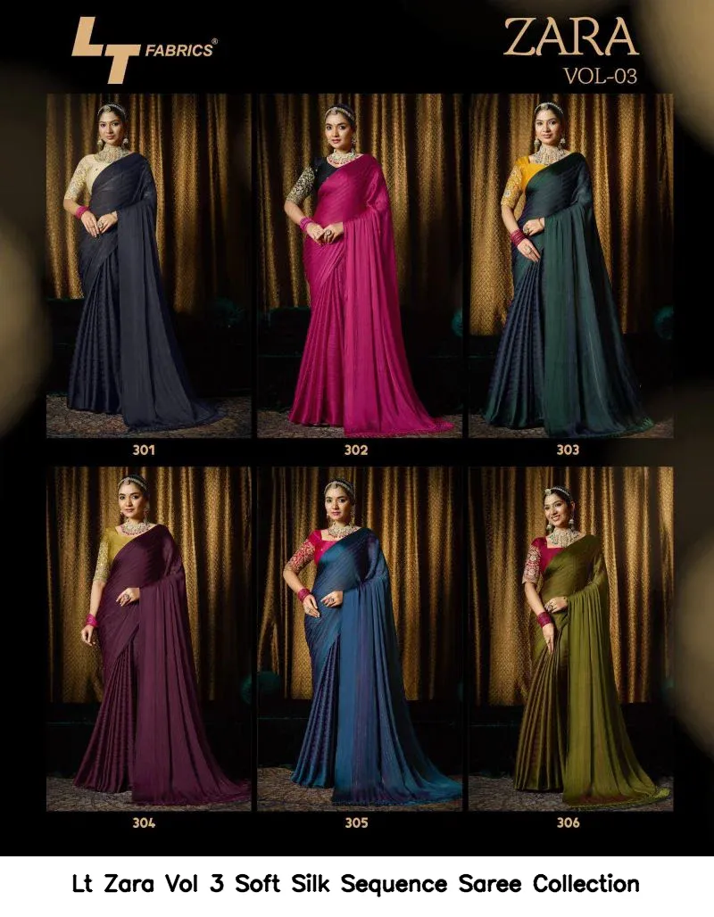 Lt Zara Vol 3 Soft Silk Sequence Saree Collection - Image 2