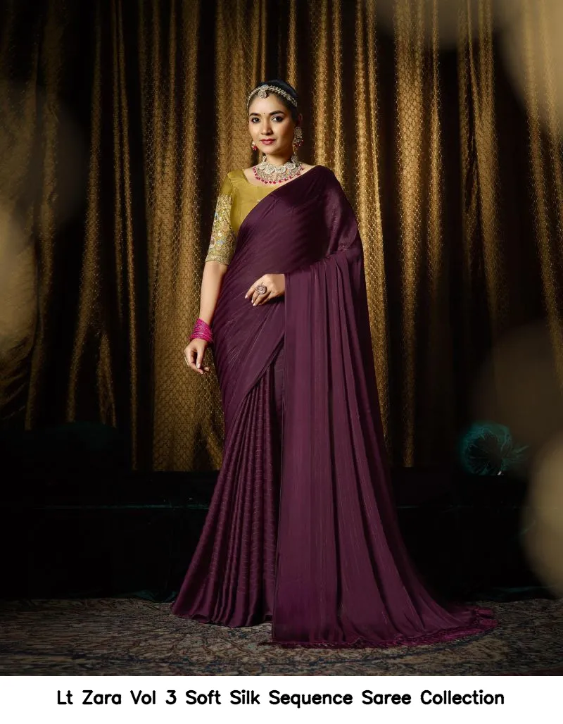 Lt Zara Vol 3 Soft Silk Sequence Saree Collection - Image 3