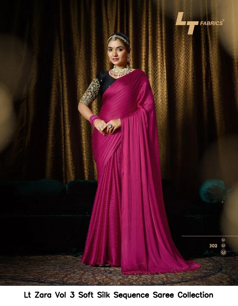 Lt Zara Vol 3 Soft Silk Sequence Saree Collection - Image 4