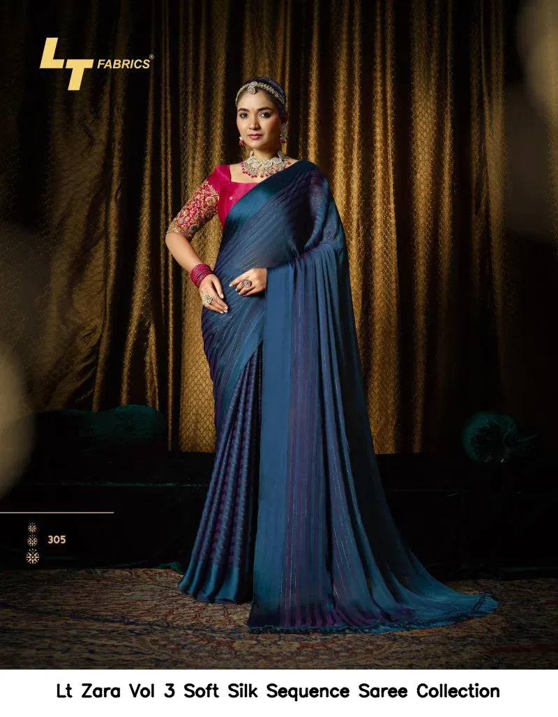 Lt Zara Vol 3 Soft Silk Sequence Saree Collection - Image 5