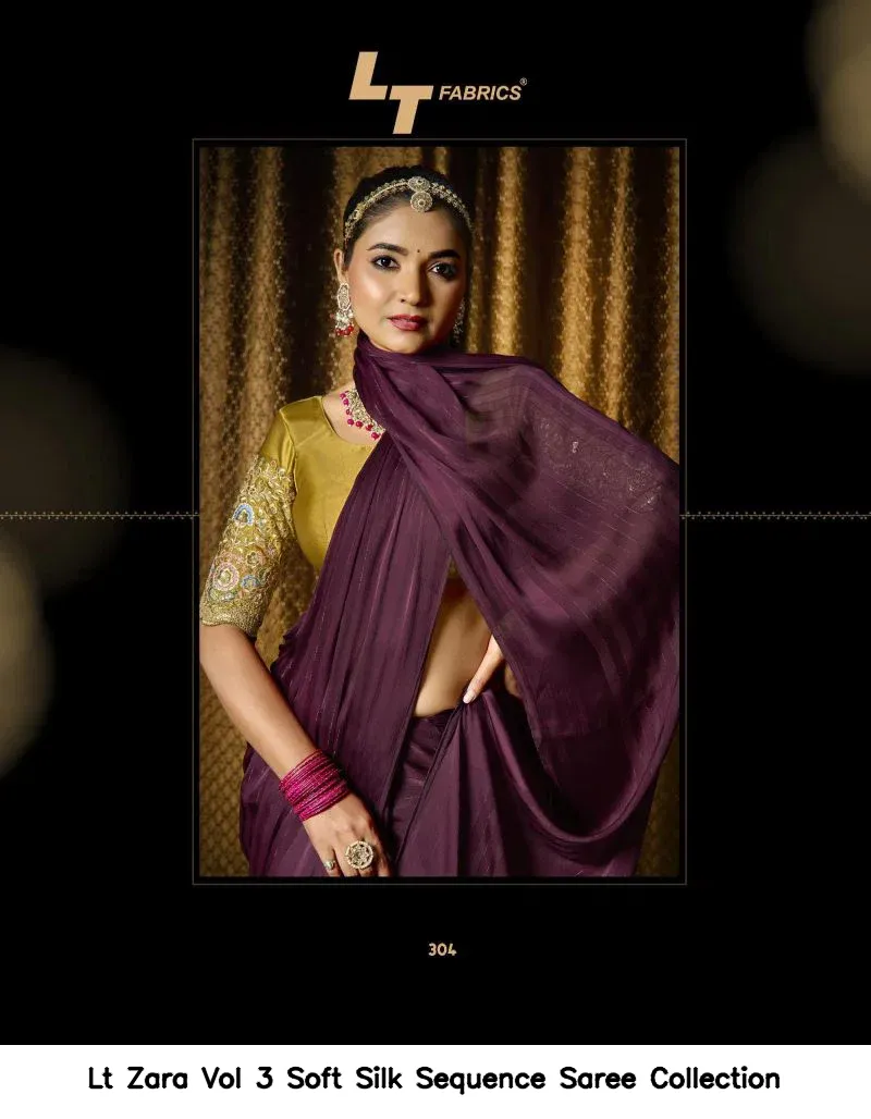 Lt Zara Vol 3 Soft Silk Sequence Saree Collection - Image 6