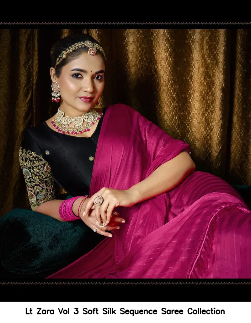 Lt Zara Vol 3 Soft Silk Sequence Saree Collection - Image 7