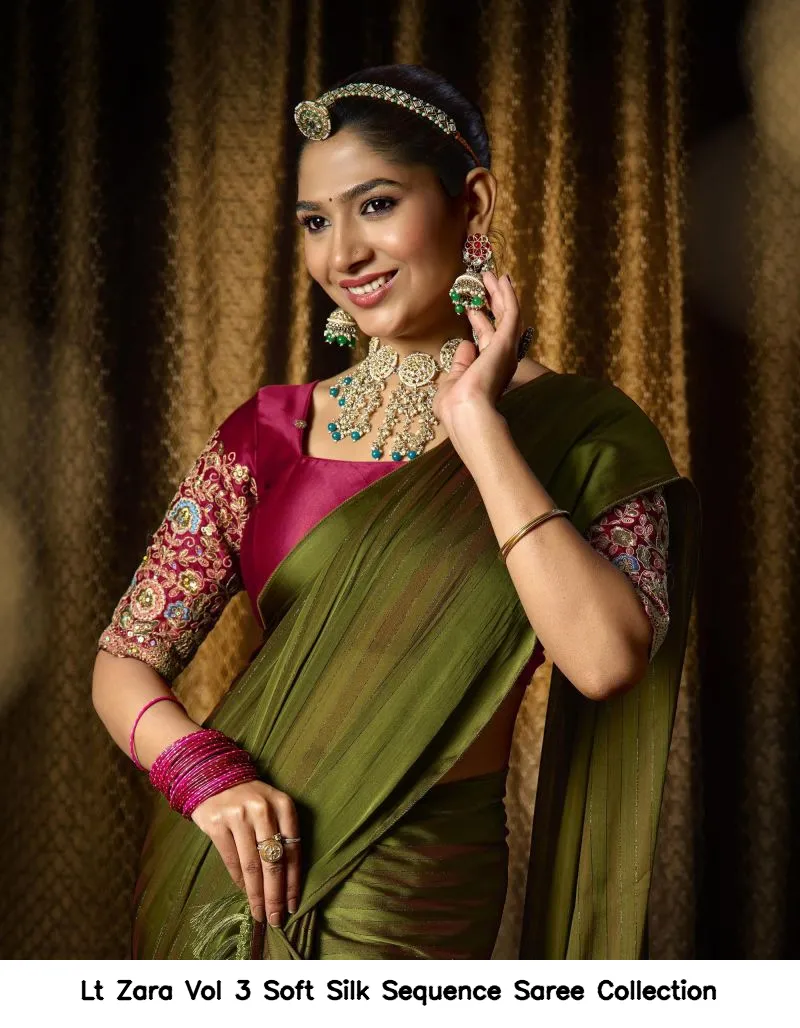 Lt Zara Vol 3 Soft Silk Sequence Saree Collection - Image 8