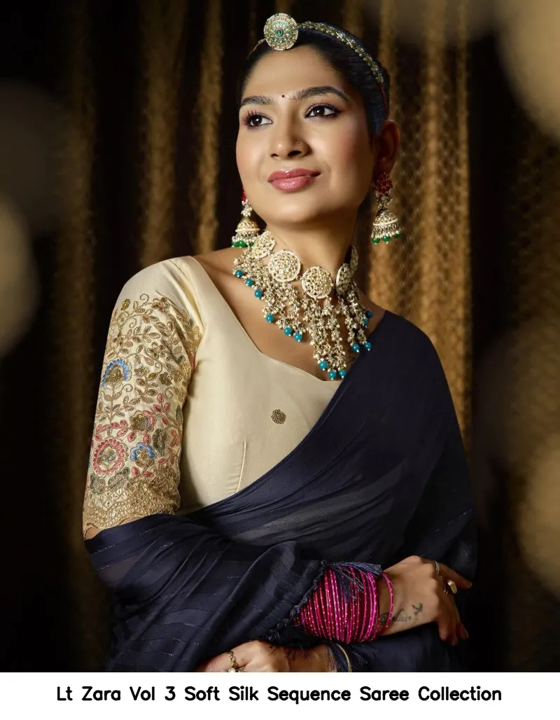 Lt Zara Vol 3 Soft Silk Sequence Saree Collection - Image 9