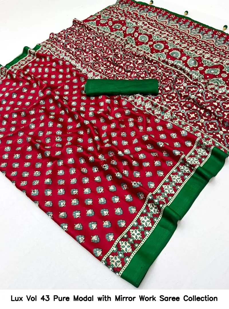 Lux Vol 43 Pure Modal with Mirror Work Saree Collection - Image 7