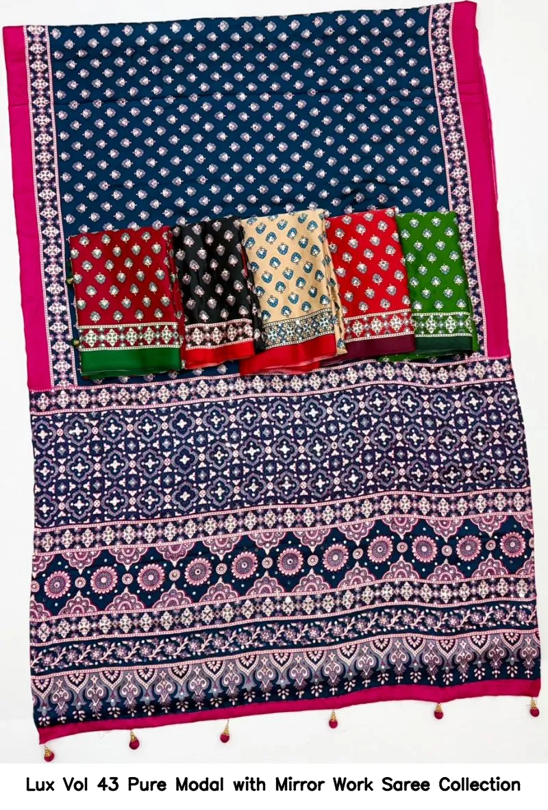 Lux Vol 43 Pure Modal with Mirror Work Saree Collection - Image 8