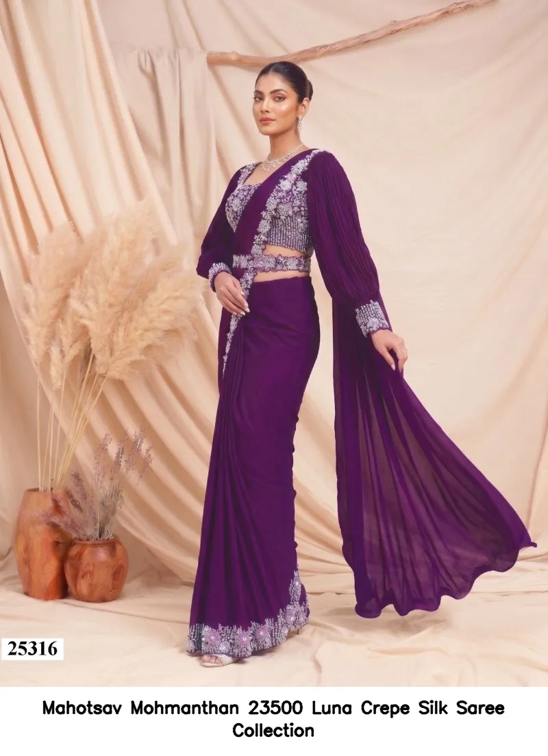 Mahotsav Mohmanthan 23500 Luna Crepe Silk Saree Collection - Image 3