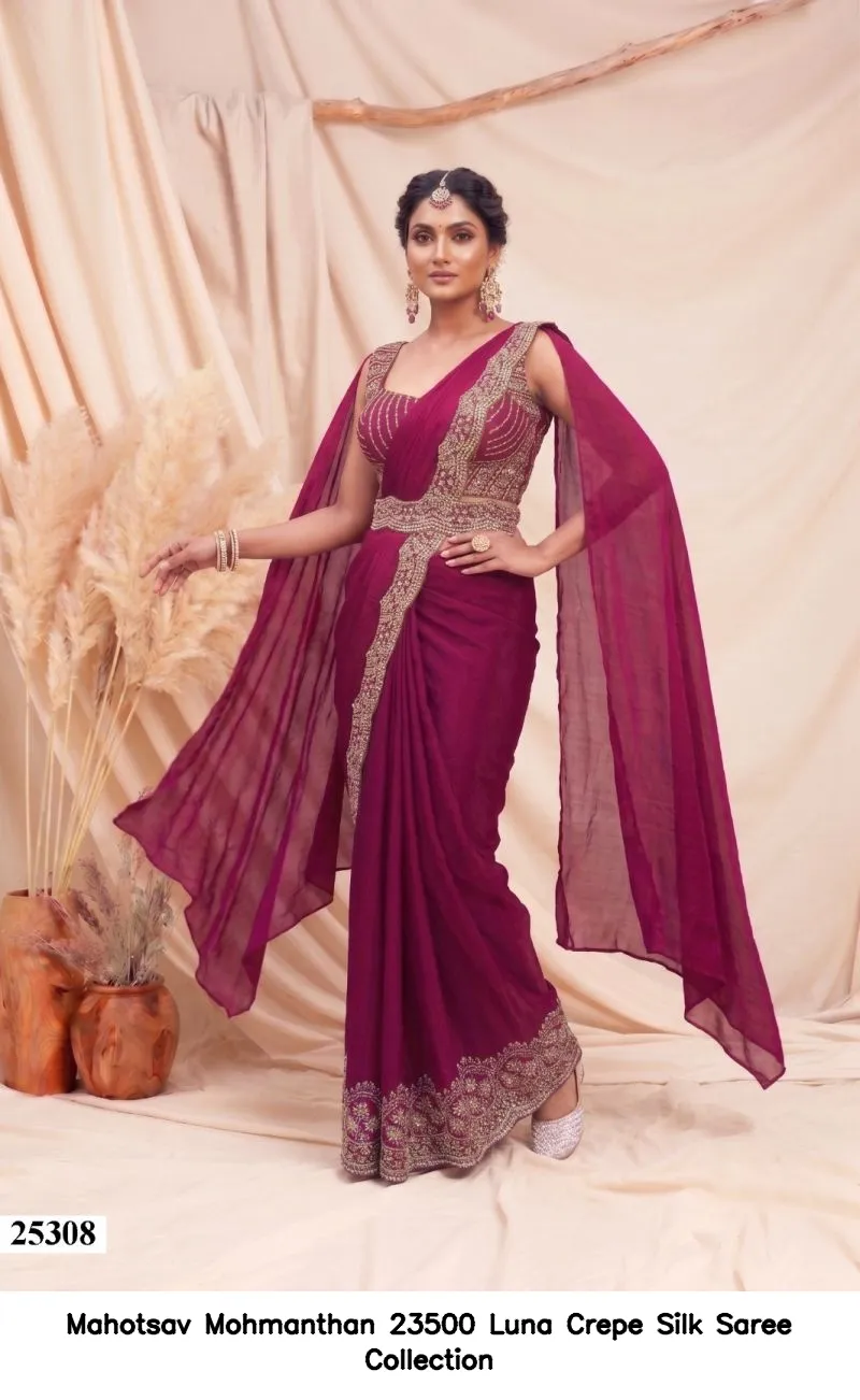Mahotsav Mohmanthan 23500 Luna Crepe Silk Saree Collection - Image 9